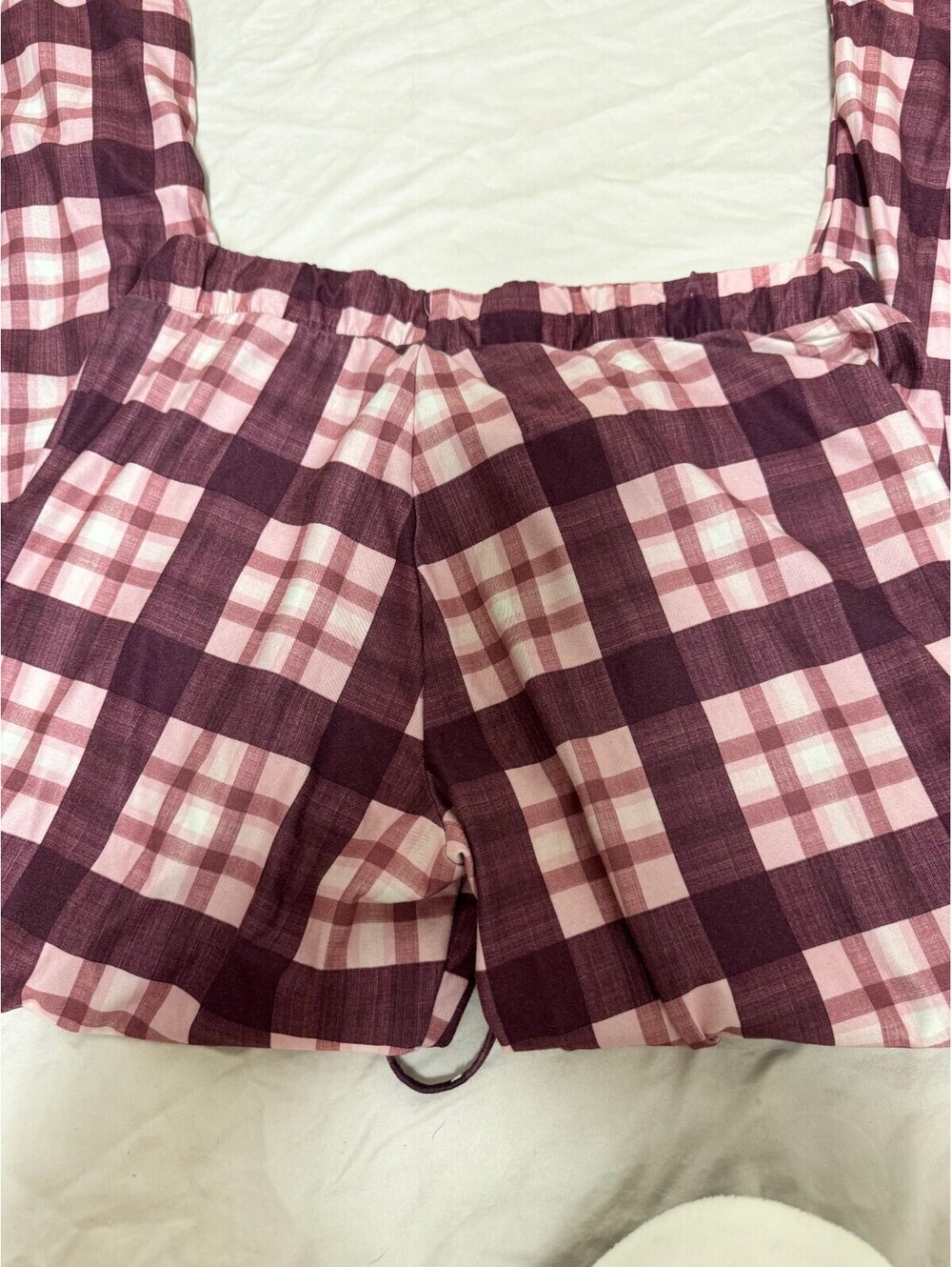 Lucky Brand Pajama Pants Size Medium Plaid Drawstring Elastic Waist Burgundy - Picture 3 of 3